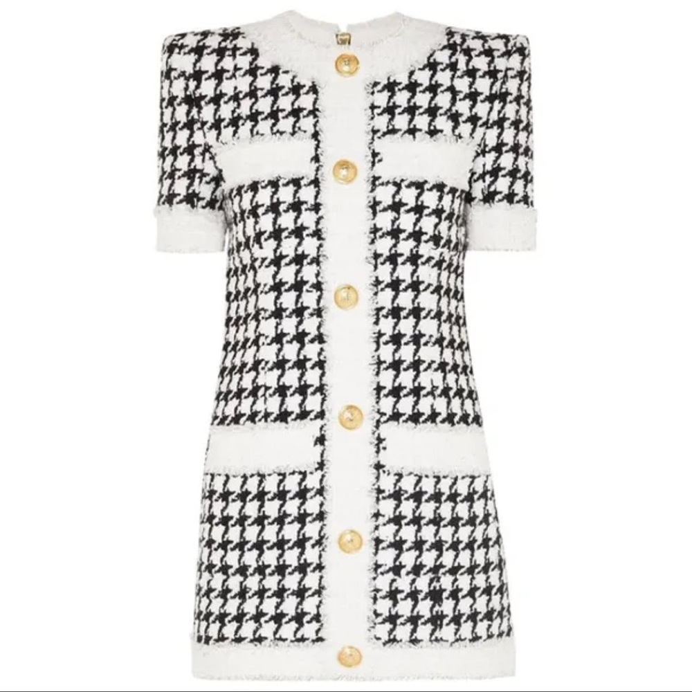 WOMEN’S HOUNDSTOOTH TWEED DRESS - SIZE S